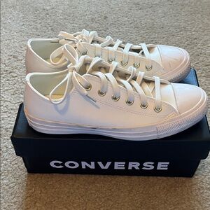 Converse White Sneakers -Leather - worn once